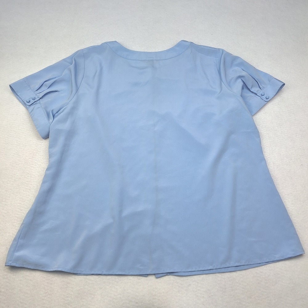 Lands End Blouse Womens 20W Blue Short Sleeve Career Top Classic Office - Picture 2 of 7